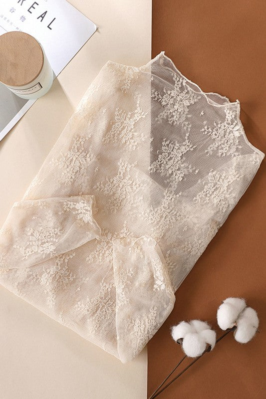 Sheer Lace Long Sleeve Top