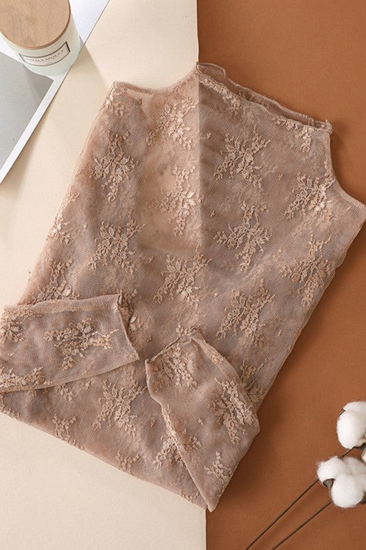 Sheer Lace Long Sleeve Top