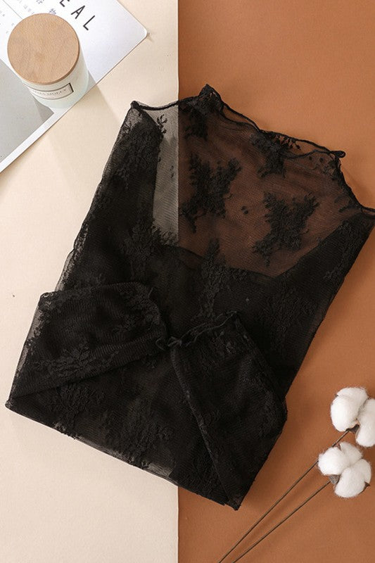 Sheer Lace Long Sleeve Top