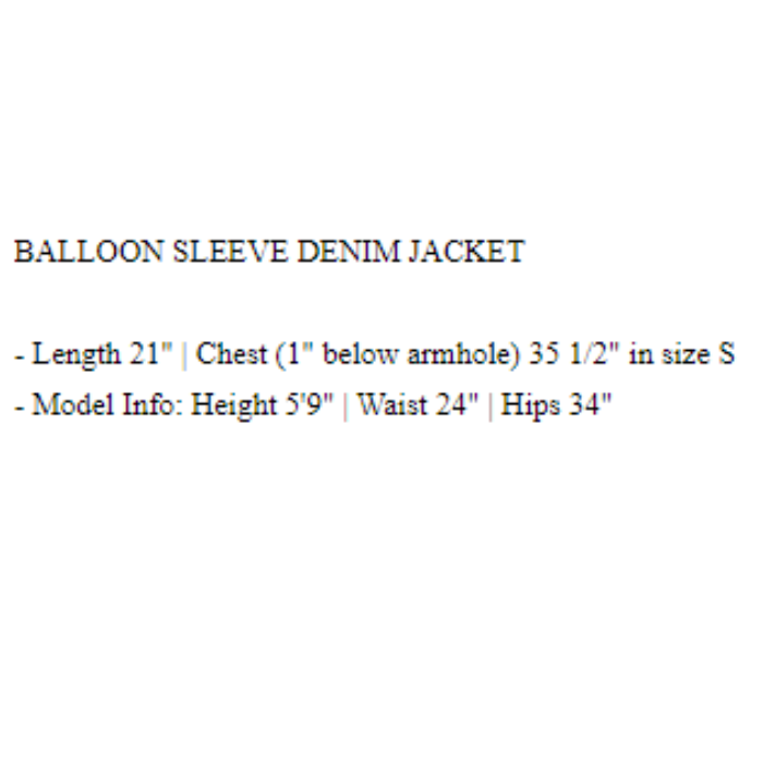 Balloon Sleeve Denim Jacket