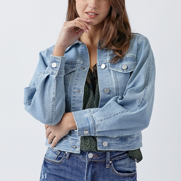 Denim jacket with balloon sleeve shop
