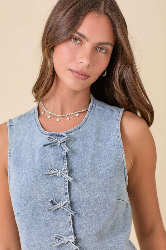 Bow Denim Vest