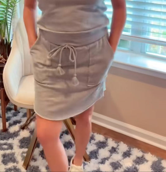 Raw Hem Sweatshirt Skirt