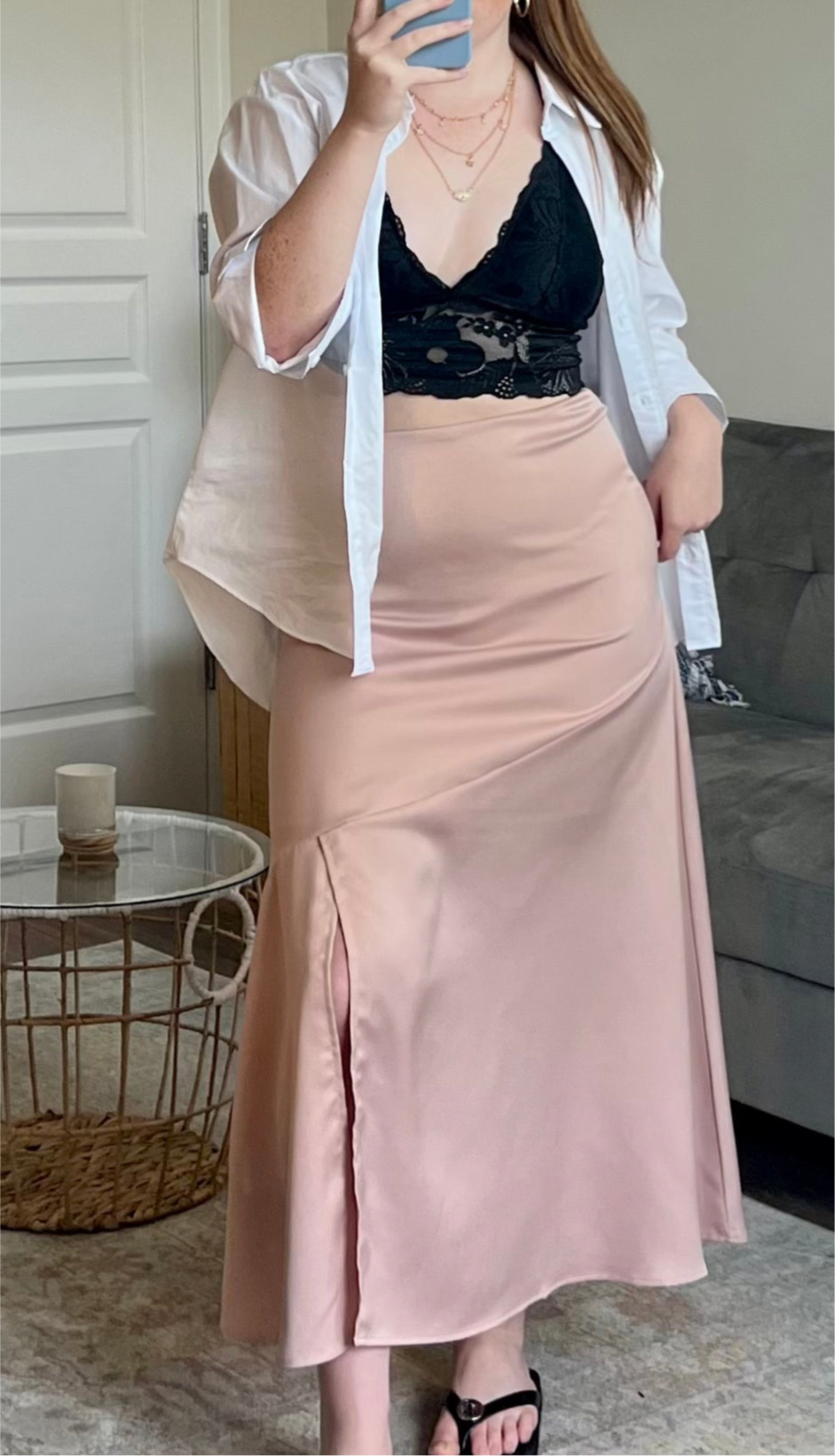 Satin Midi-Skirt