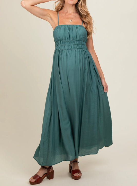 Smock Bodice Maxi Dress