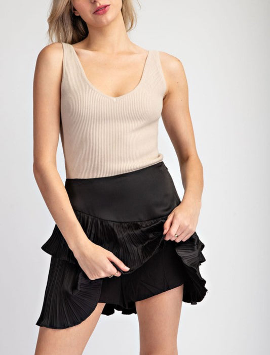 Satin Ruffle Mini Skort