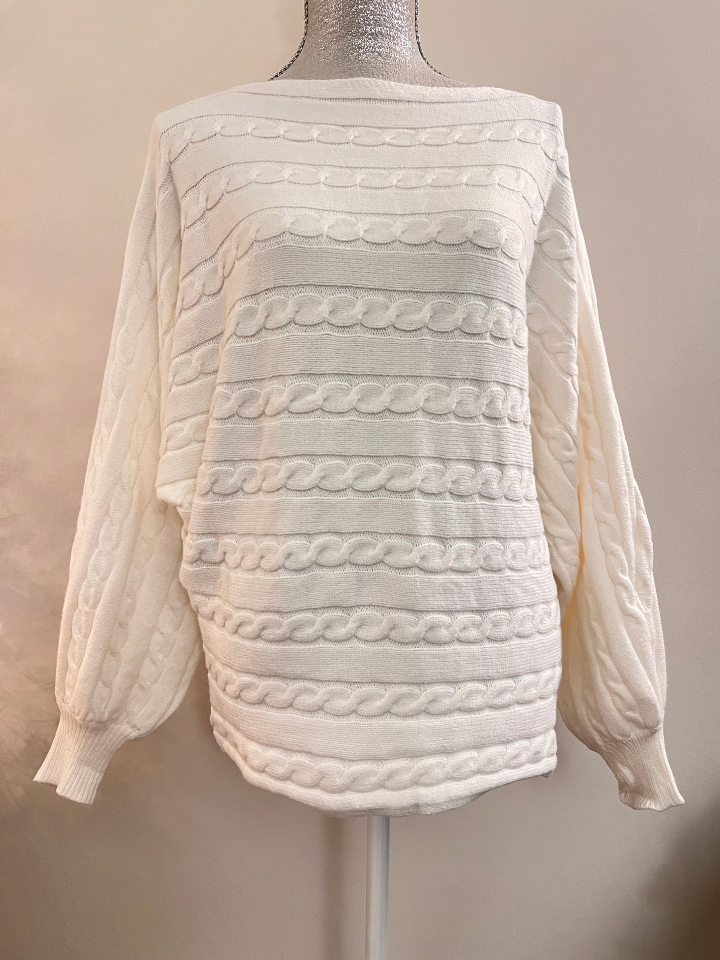 Cable Knit Boat Neck Sweater