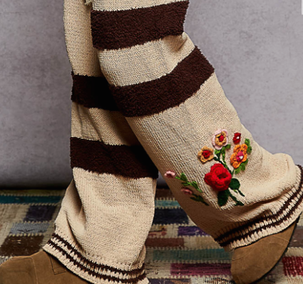 Embroidered Sweater Pants