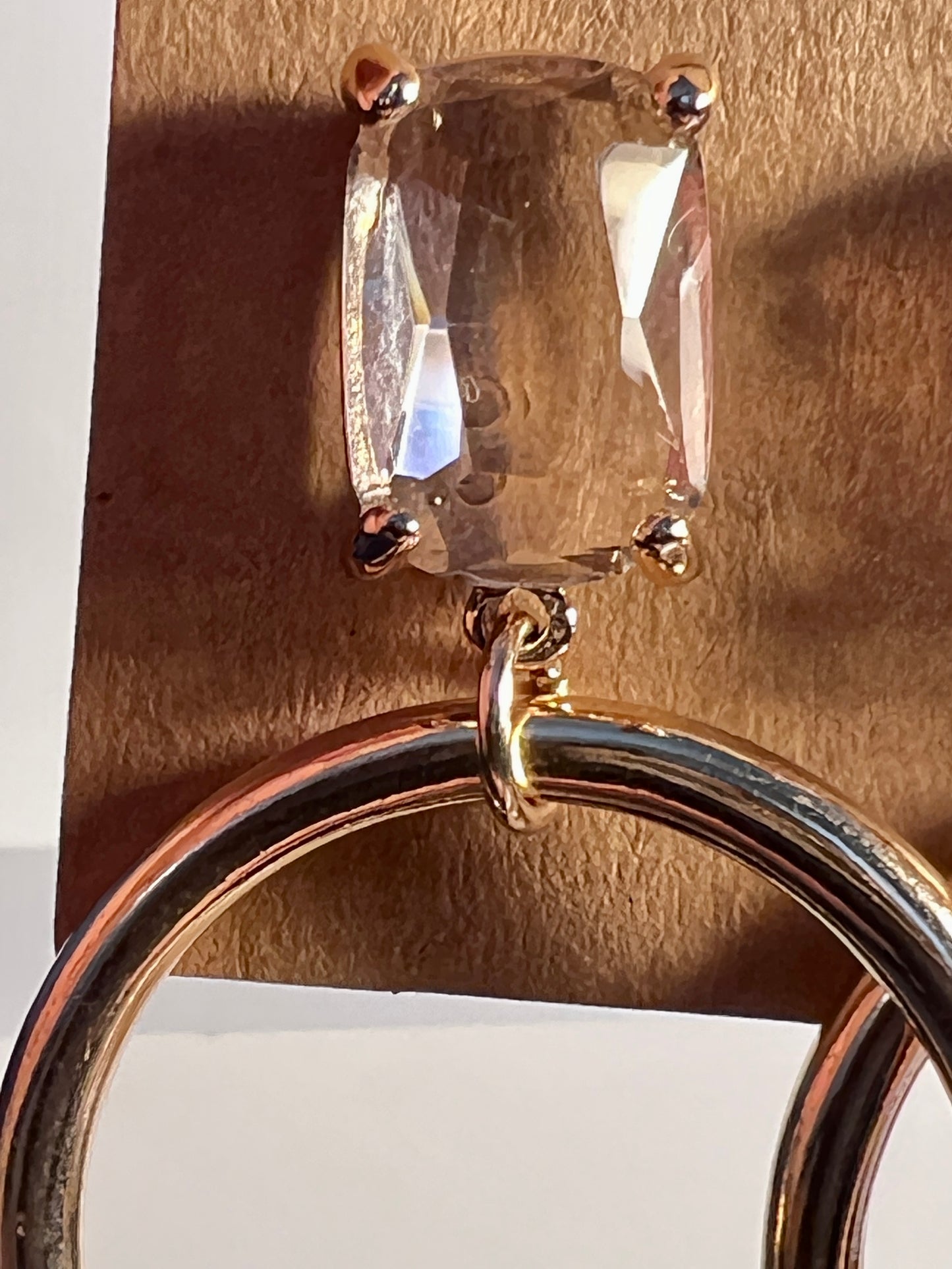 Clear Stone Drop Hoop Earrings