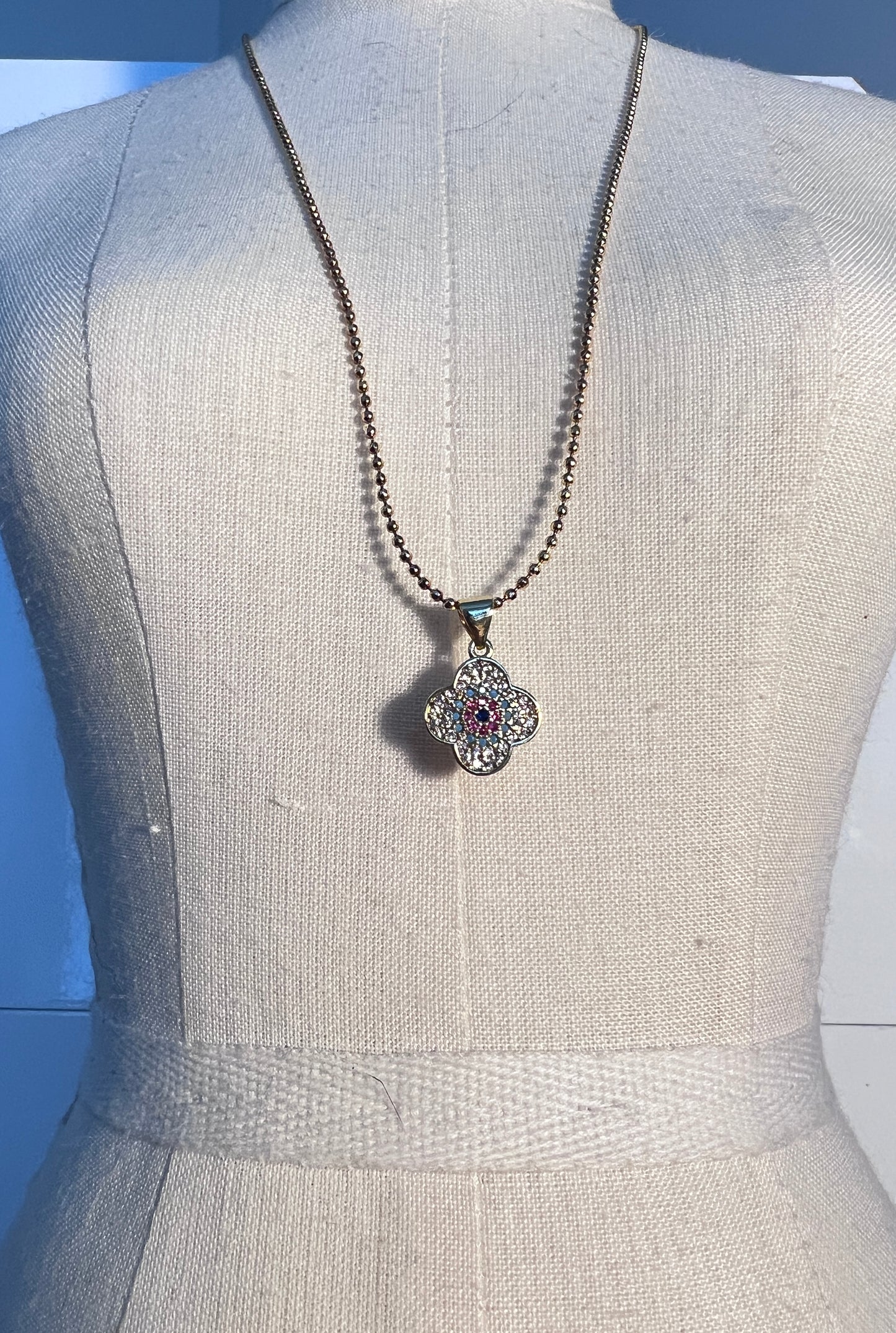 Evil Eye Clover Necklace