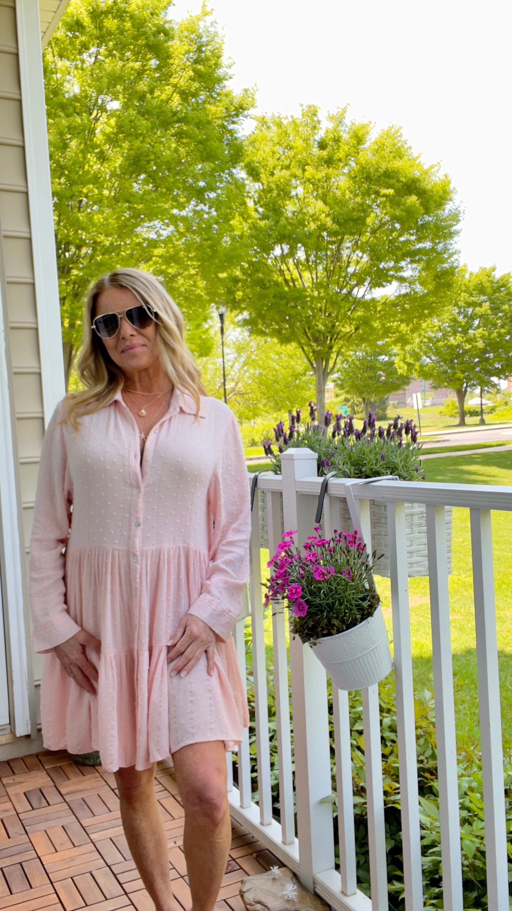 Flowy Shirt Dress M / Light Pink Flowy Shirt Dress M / Light Pink