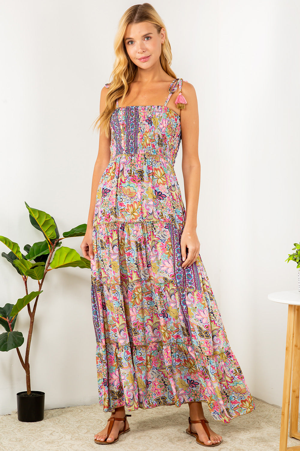 Smocked Floral Maxi Dress