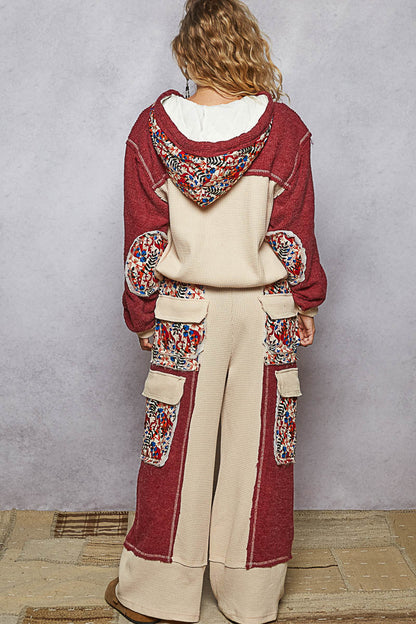 Contrast Thermal Knit Patchwork Pants