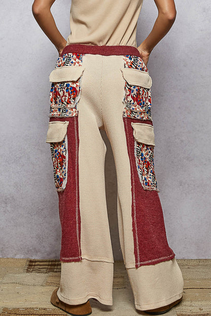 Contrast Thermal Knit Patchwork Pants