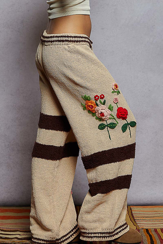 Embroidered Sweater Pants