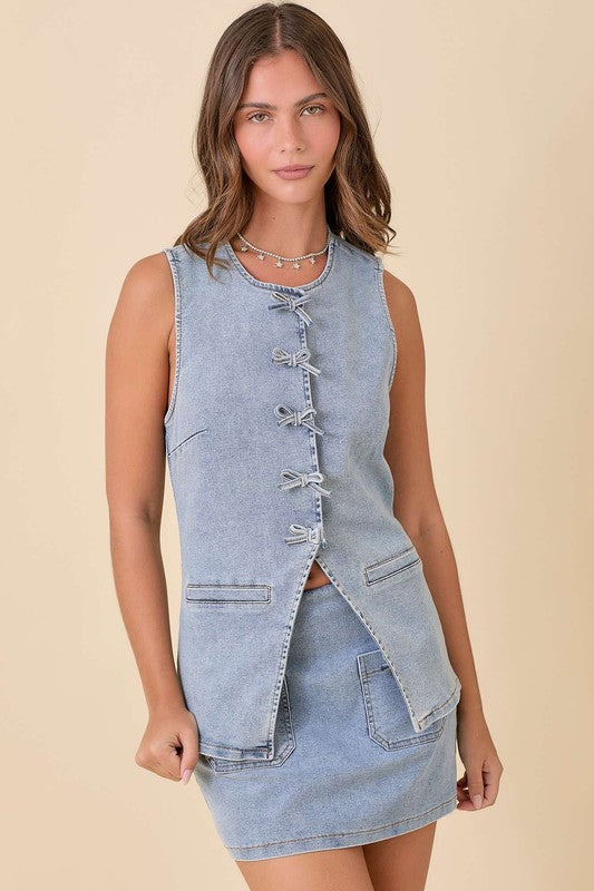 Bow Denim Vest