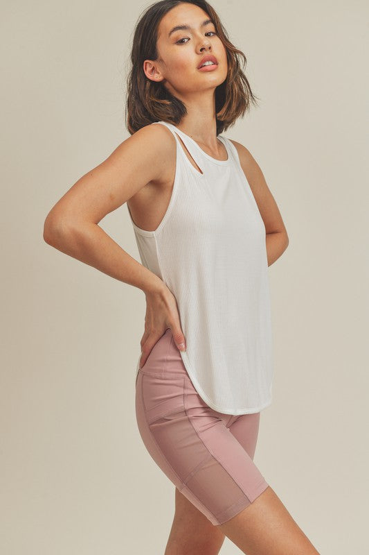 Cutout Ribbed Tank Top