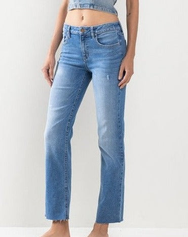 Jenna Cropped Raw Hem Light Wash Jeans