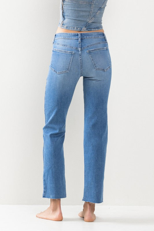 Jenna Cropped Raw Hem Light Wash Jeans