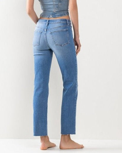 Jenna Cropped Raw Hem Light Wash Jeans