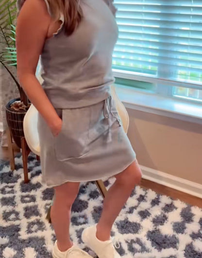 Raw Hem Sweatshirt Skirt