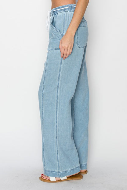 Wide-Leg Pull On Jeans
