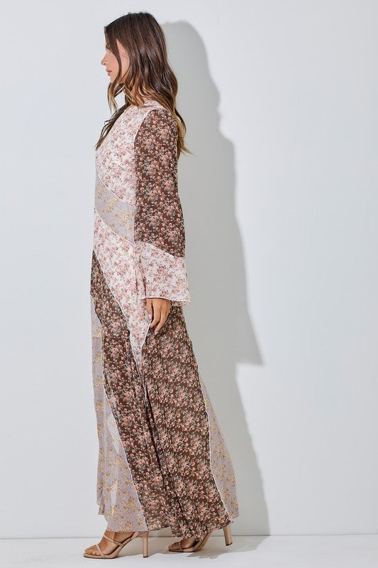 Boho Floral Chiffon Maxi Dress