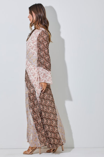 Boho Floral Chiffon Maxi Dress