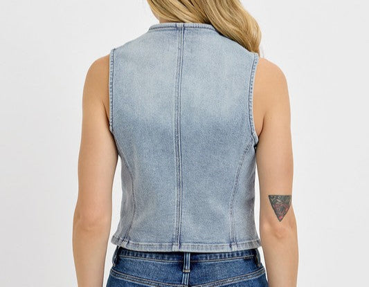 Denim Button Down Vest