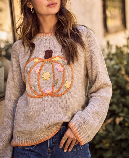 Floral Pumpkin Sweater