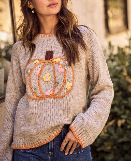 Floral Pumpkin Sweater