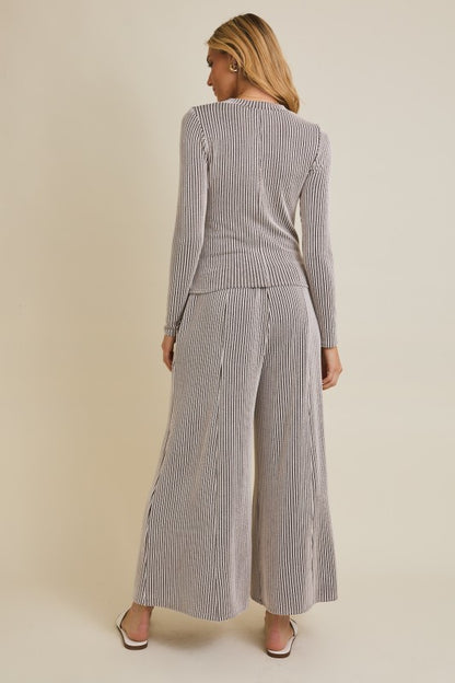 Striped Wide Leg Pant Set