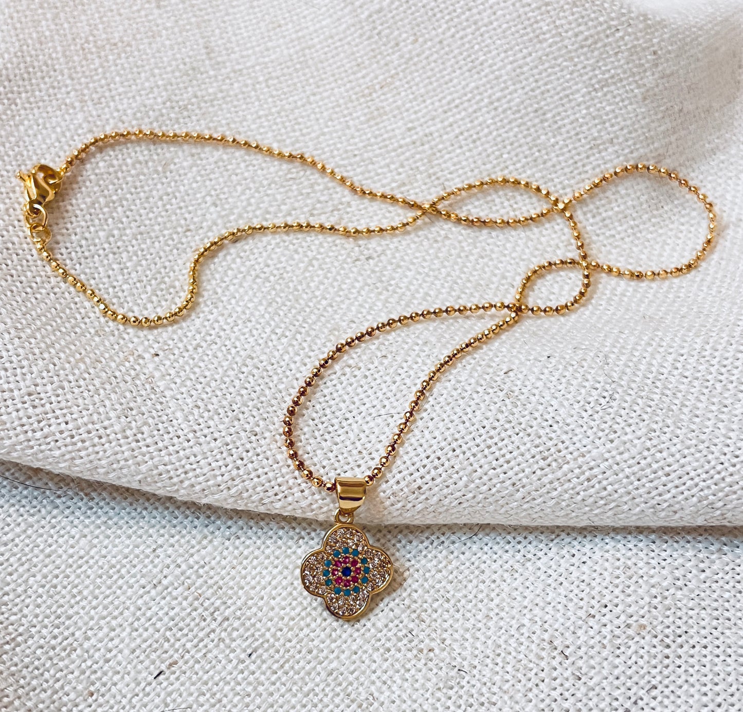 Evil Eye Clover Necklace