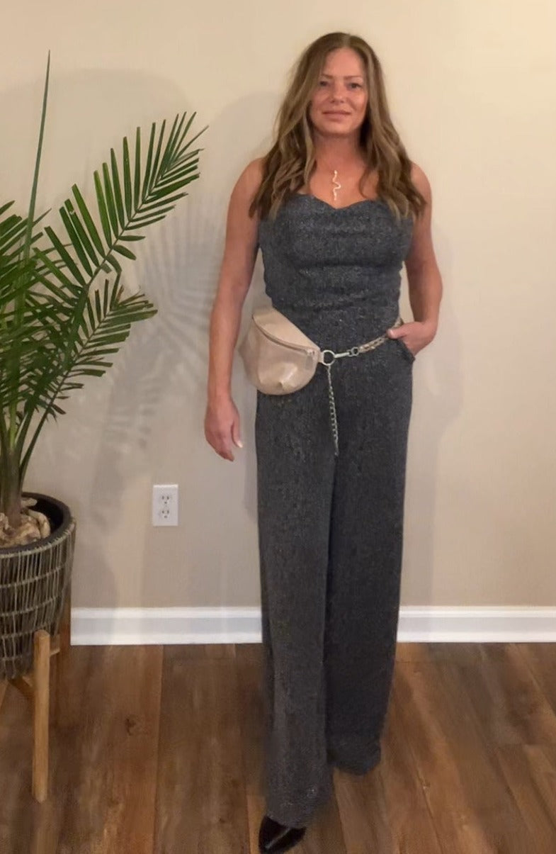 Metallic Cowl Neck Jumpsuit