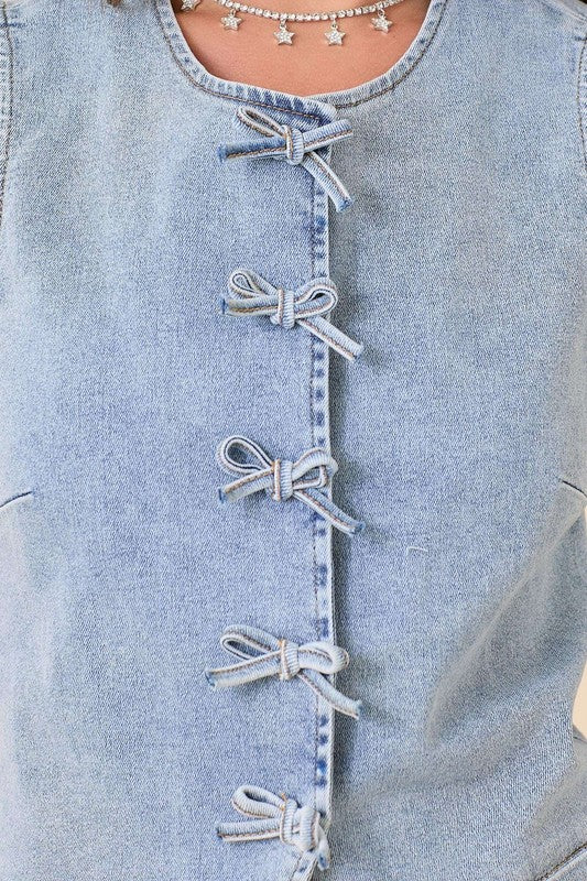 Bow Denim Vest