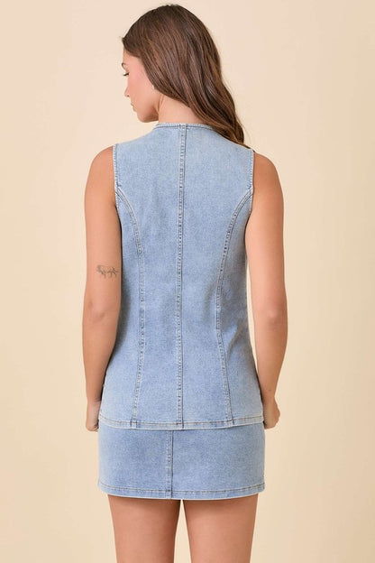 Bow Denim Vest