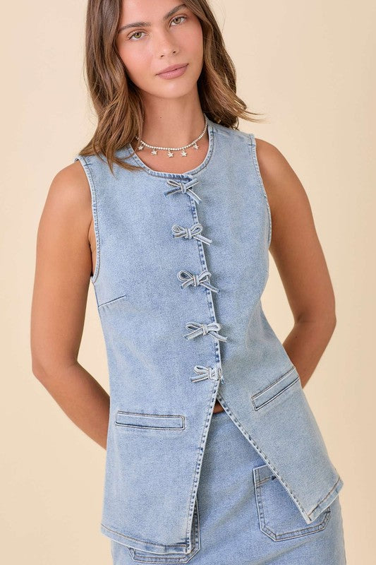 Bow Denim Vest