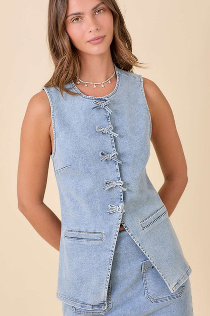 Bow Denim Vest