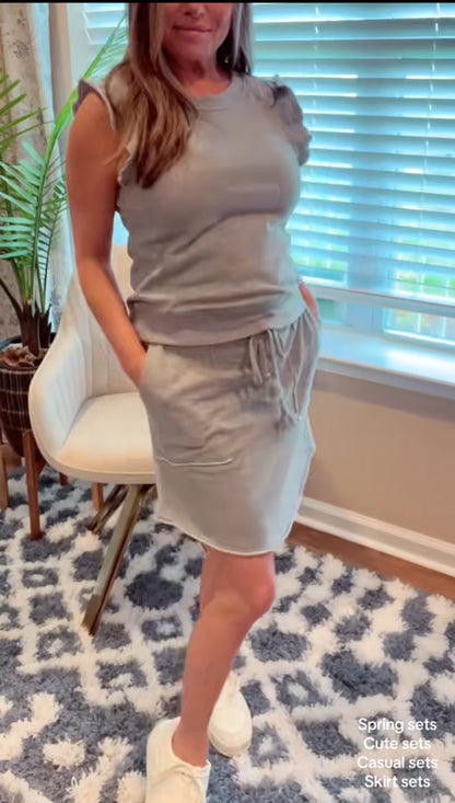Raw Hem Sweatshirt Skirt