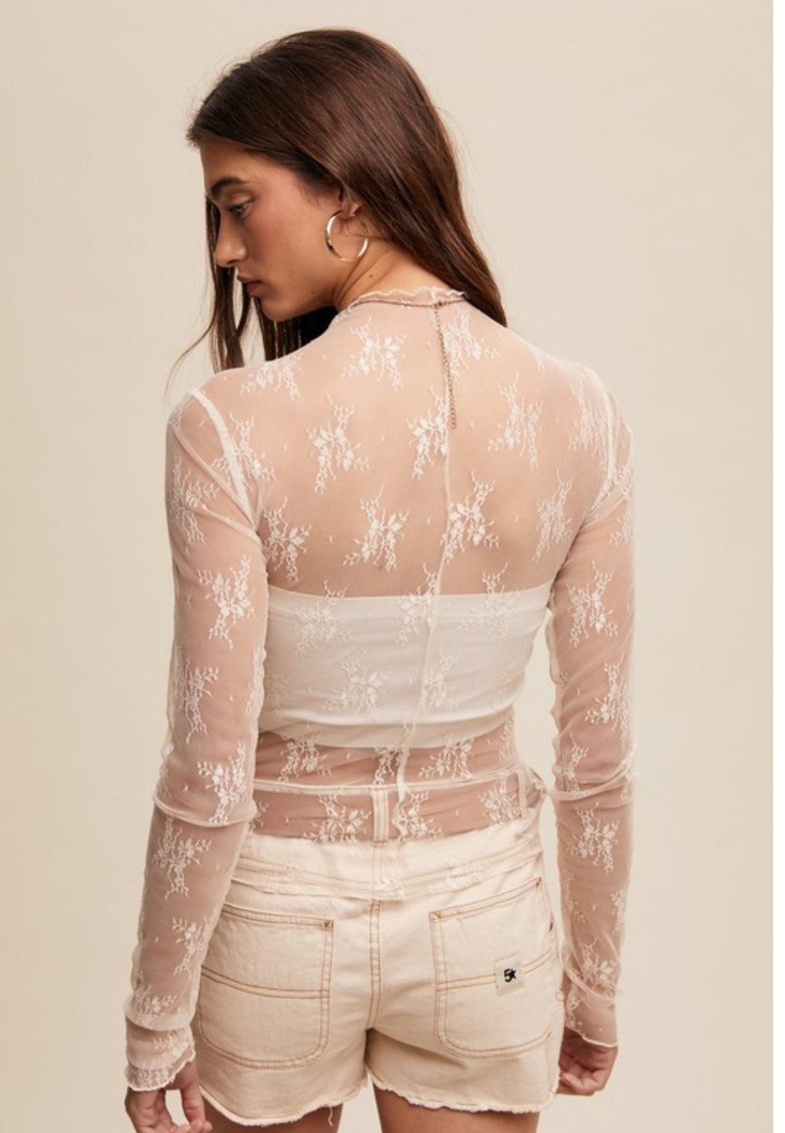 Sheer Lace Long Sleeve Top