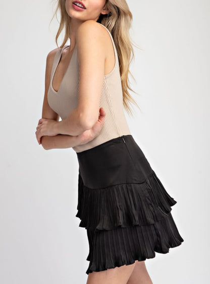 Satin Ruffle Mini Skort