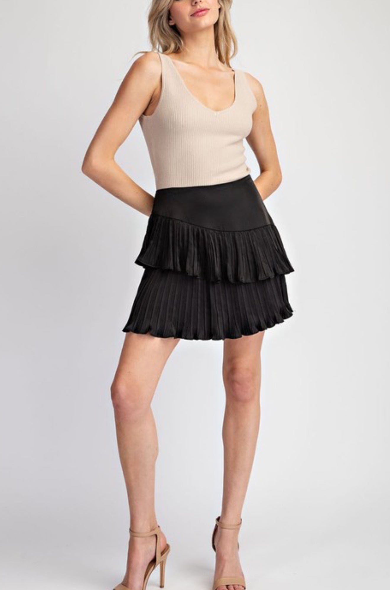 Satin Ruffle Mini Skort