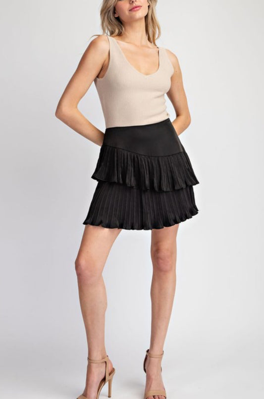 Satin Ruffle Mini Skort