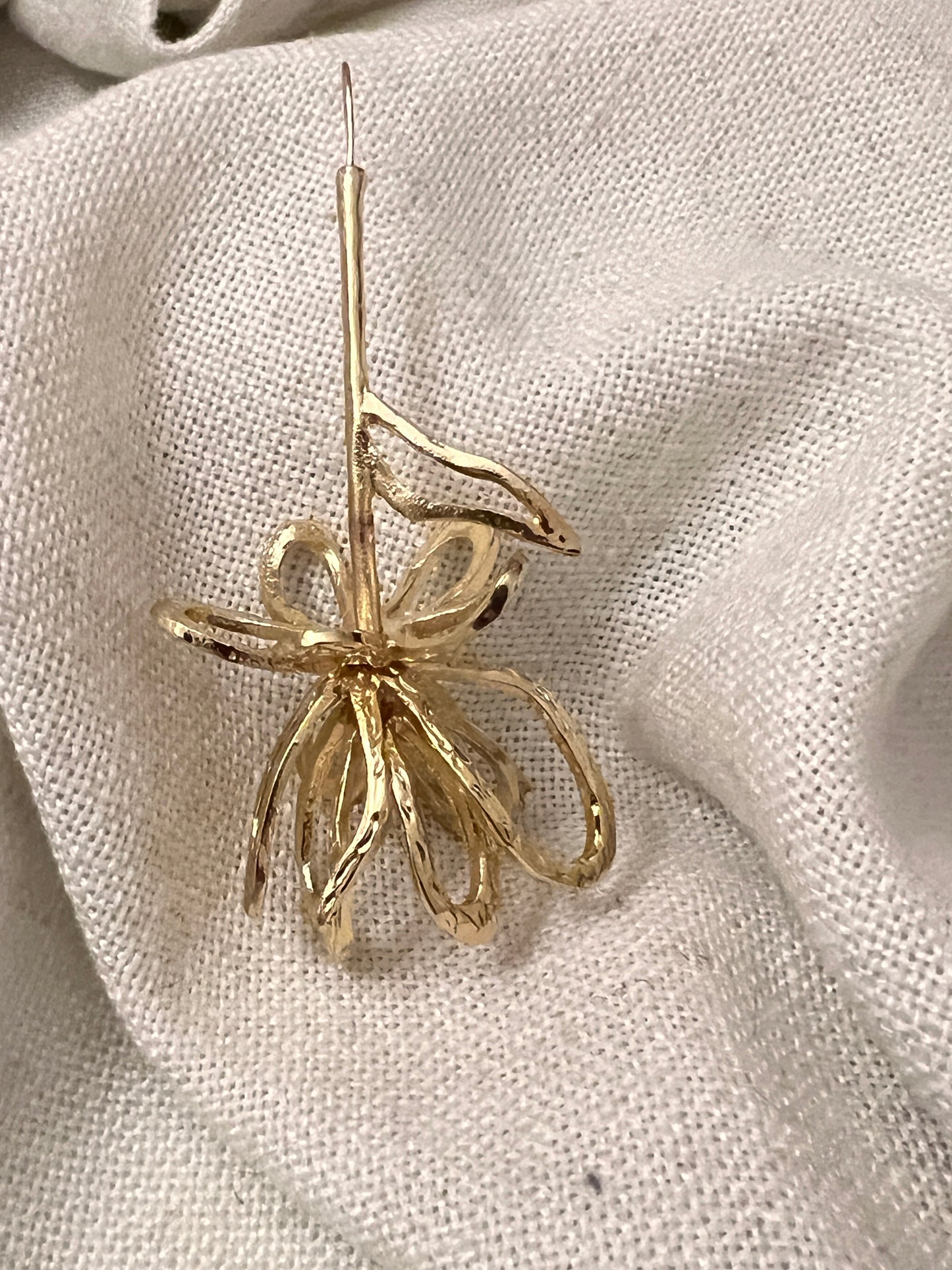 Gold Flower Dangle Earrings