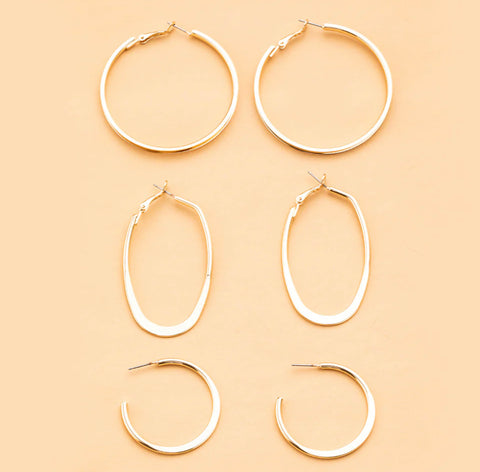 Gold Hoop Earring Set
