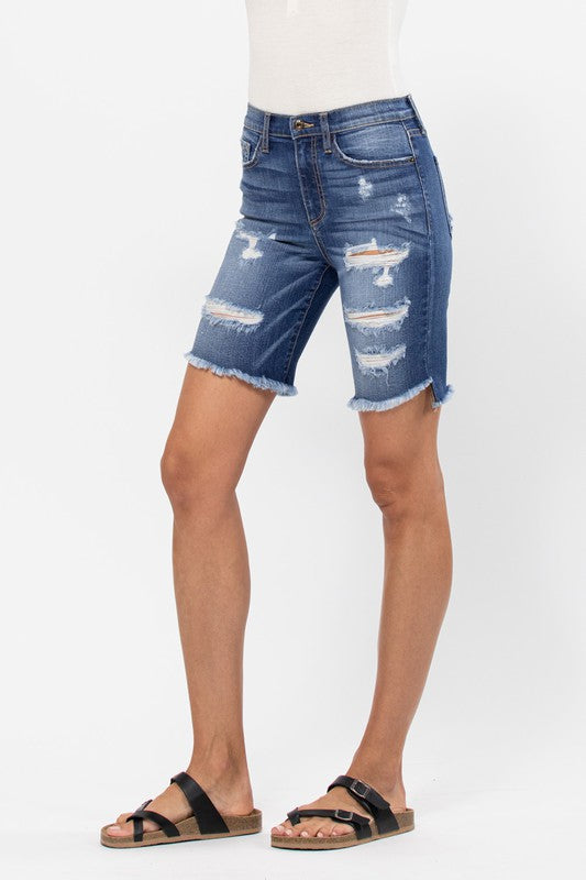 Denim Biker Shorts