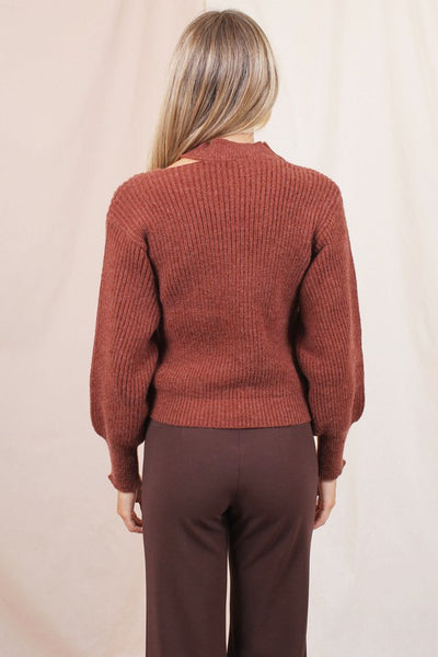 Mock Neck Cut-Out Sweater