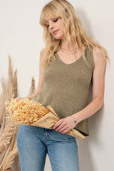 Sleeveless V-Neck Knit Tank