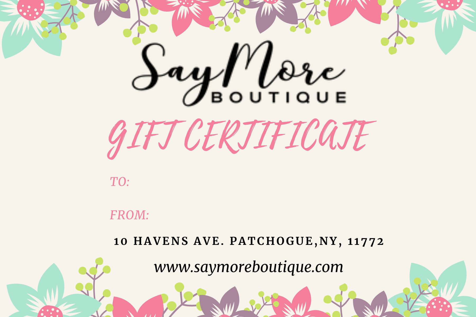 Gift Card, Gift Cards, Say More Boutique, www.SayMoreBoutique.com