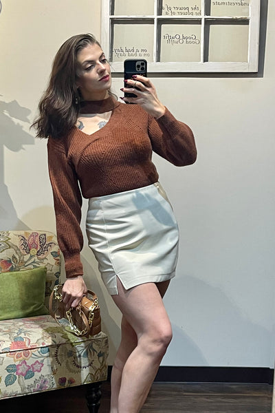 Mock Neck Cut-Out Sweater